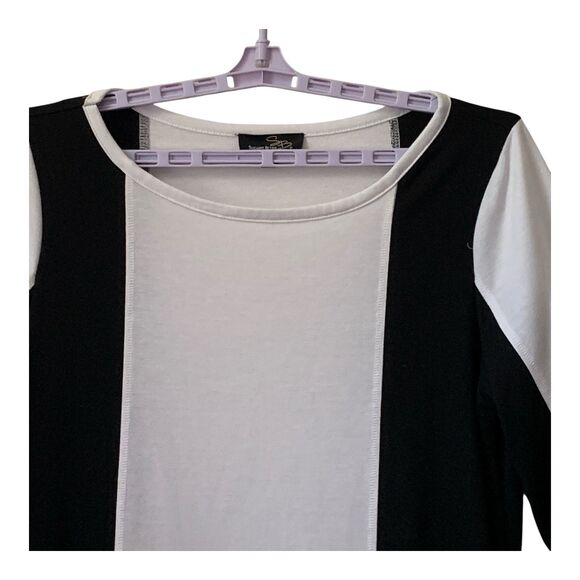 Suzanne Betro Dress Women's Plus Size XL Black White Long Sleeve Knit Pockets - Picture 2 of 11